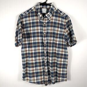 Brooks Brothers Shirt M Regular Plaid Short Sleeve Cotton Button Front Classic